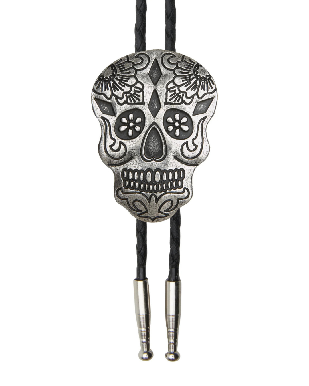Bolo tie western tête de mort Día de los Muertos