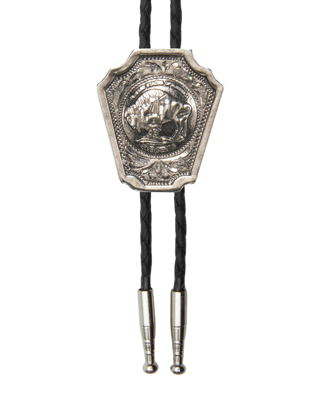 Bolo tie western bison argenté