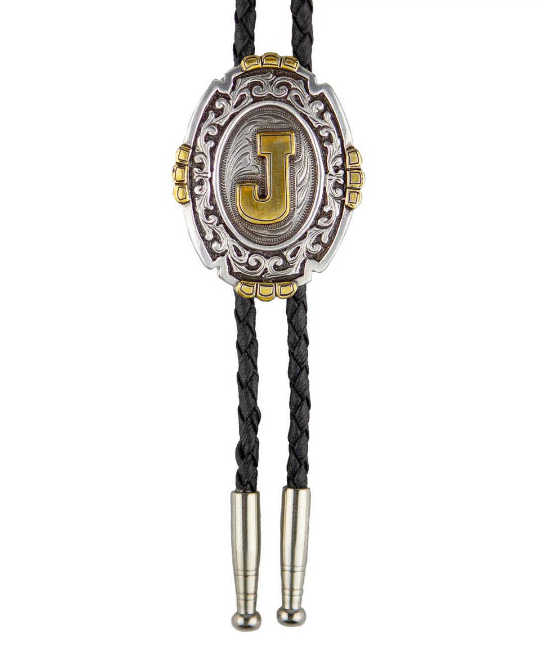 Bolo tie western initiale J