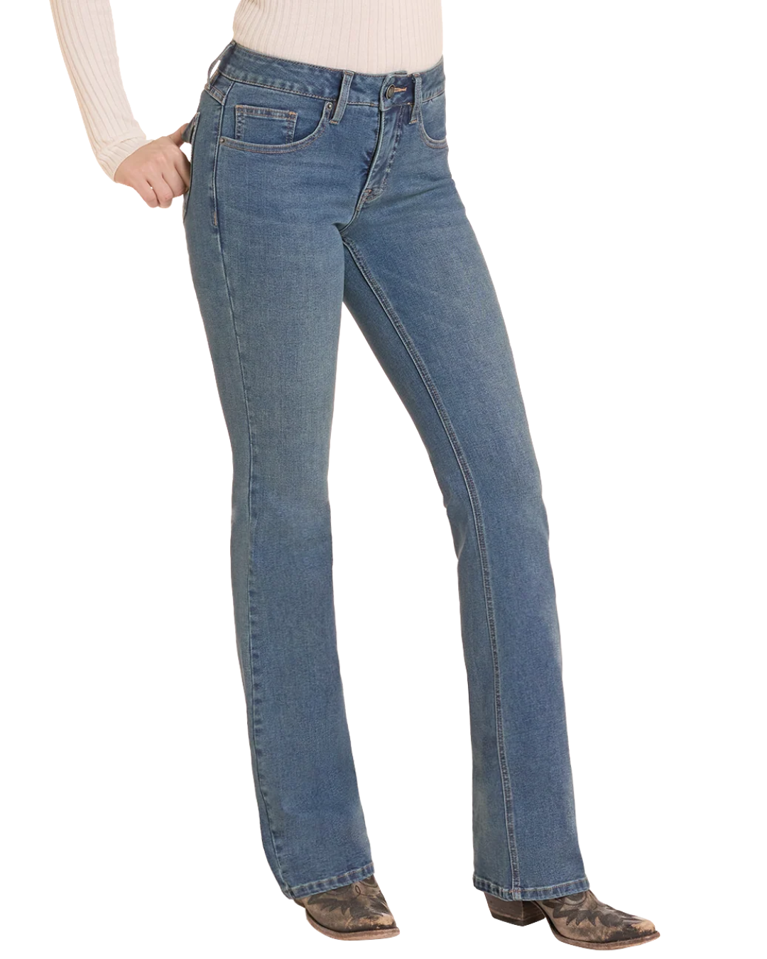 Jean Sculpted Bootcut Medium Wash Taille Mi-Haute Femme