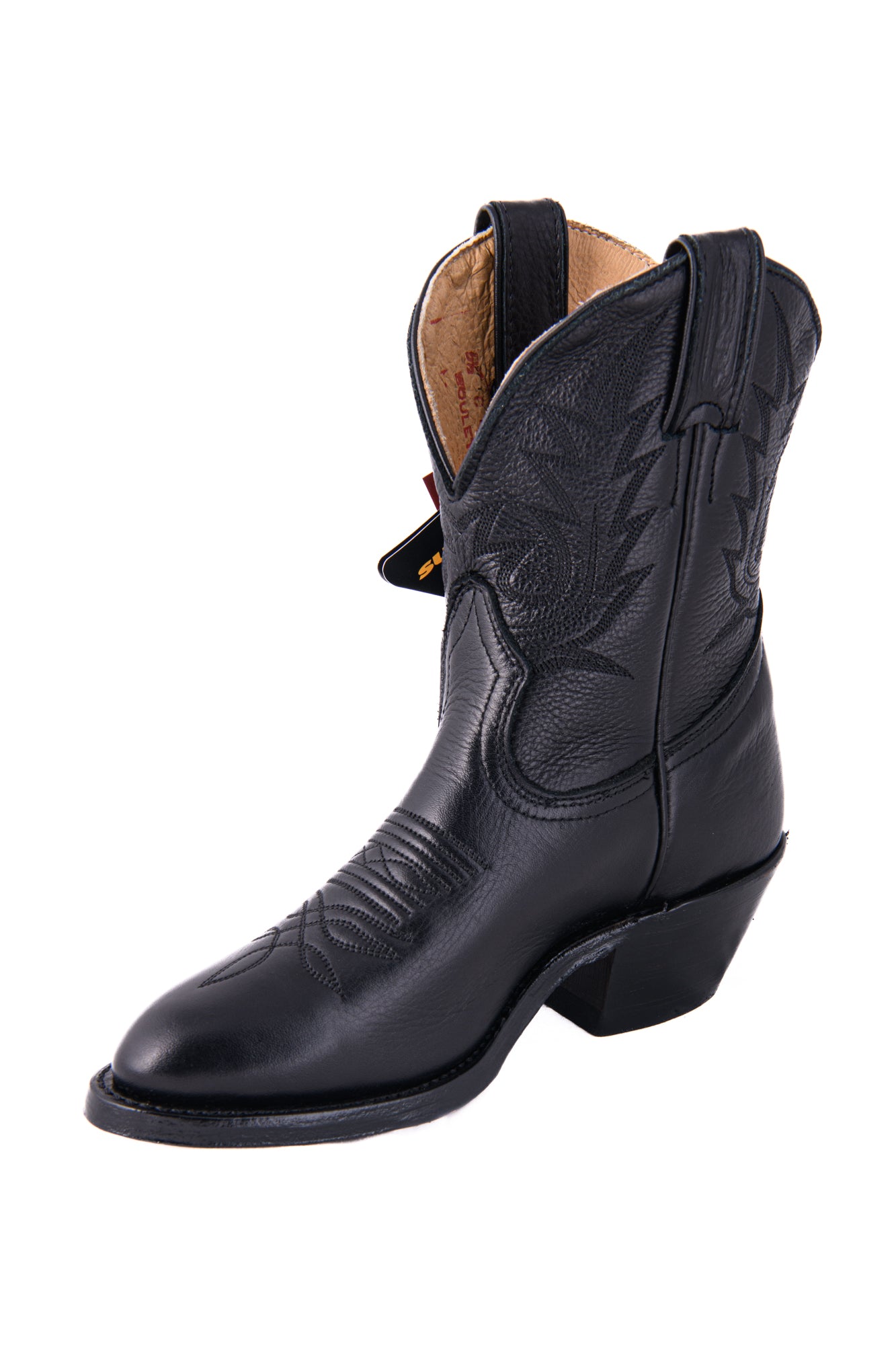 Bottines western mi-hautes noires bout arrondi - Femme