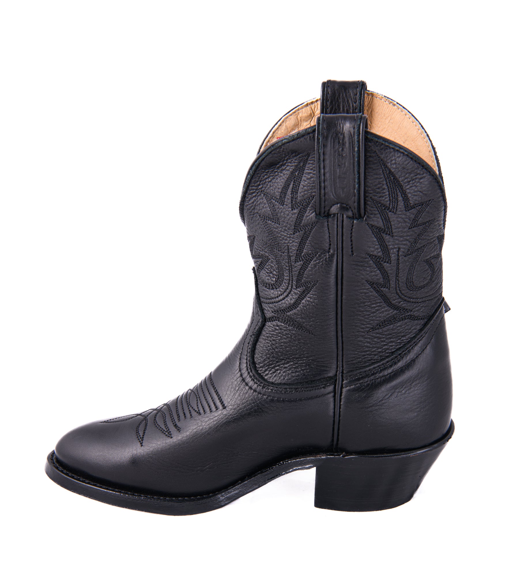 Bottines western mi-hautes noires bout arrondi - Femme