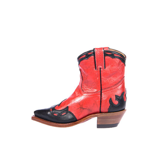 Bottines western rouges bout pointu - Femme