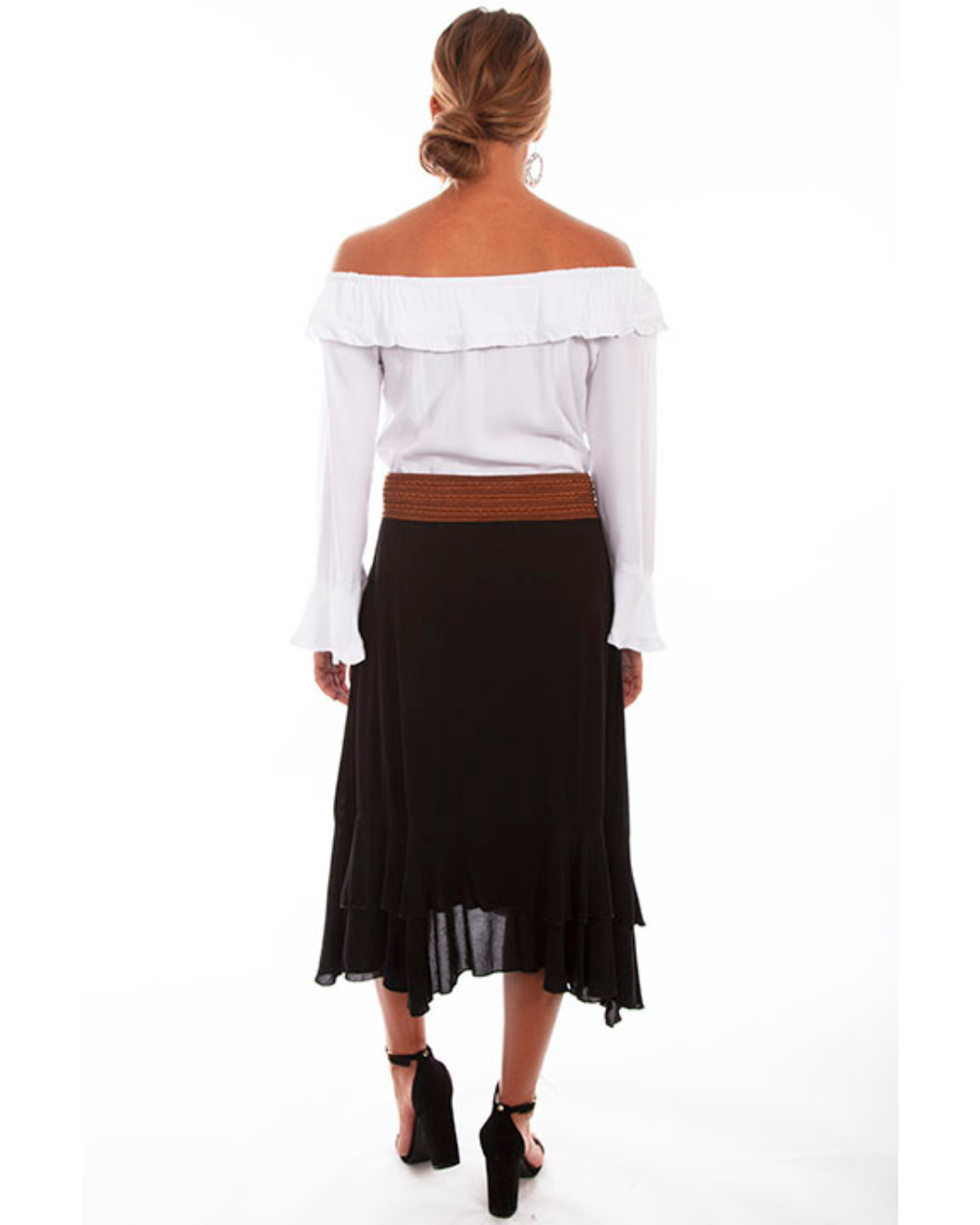 Jupe Longue à Bande Crochet Noir
