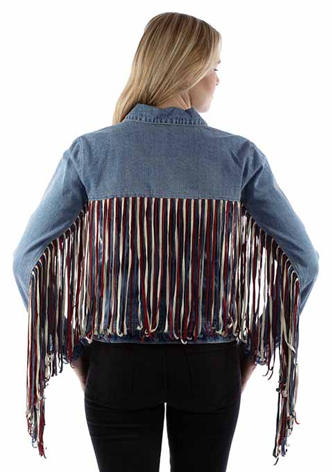 Veste en jean à franges Americana