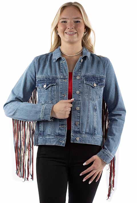 Veste en jean à franges Americana
