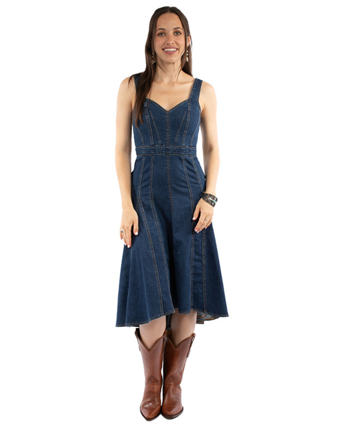 Robe en Denim Sans Manches