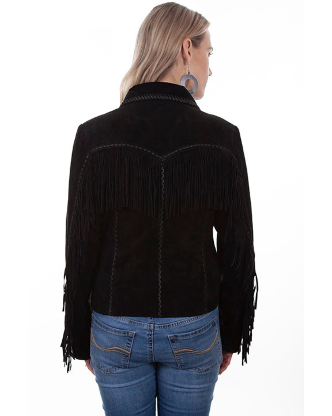 Veste en Daim à Franges Femme Noir