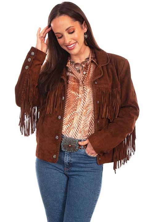 Suede fringed jacket - Brown