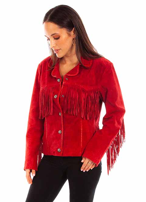 Suede fringed jacket - Red