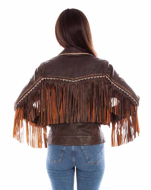 Lambskin leather fringed jacket