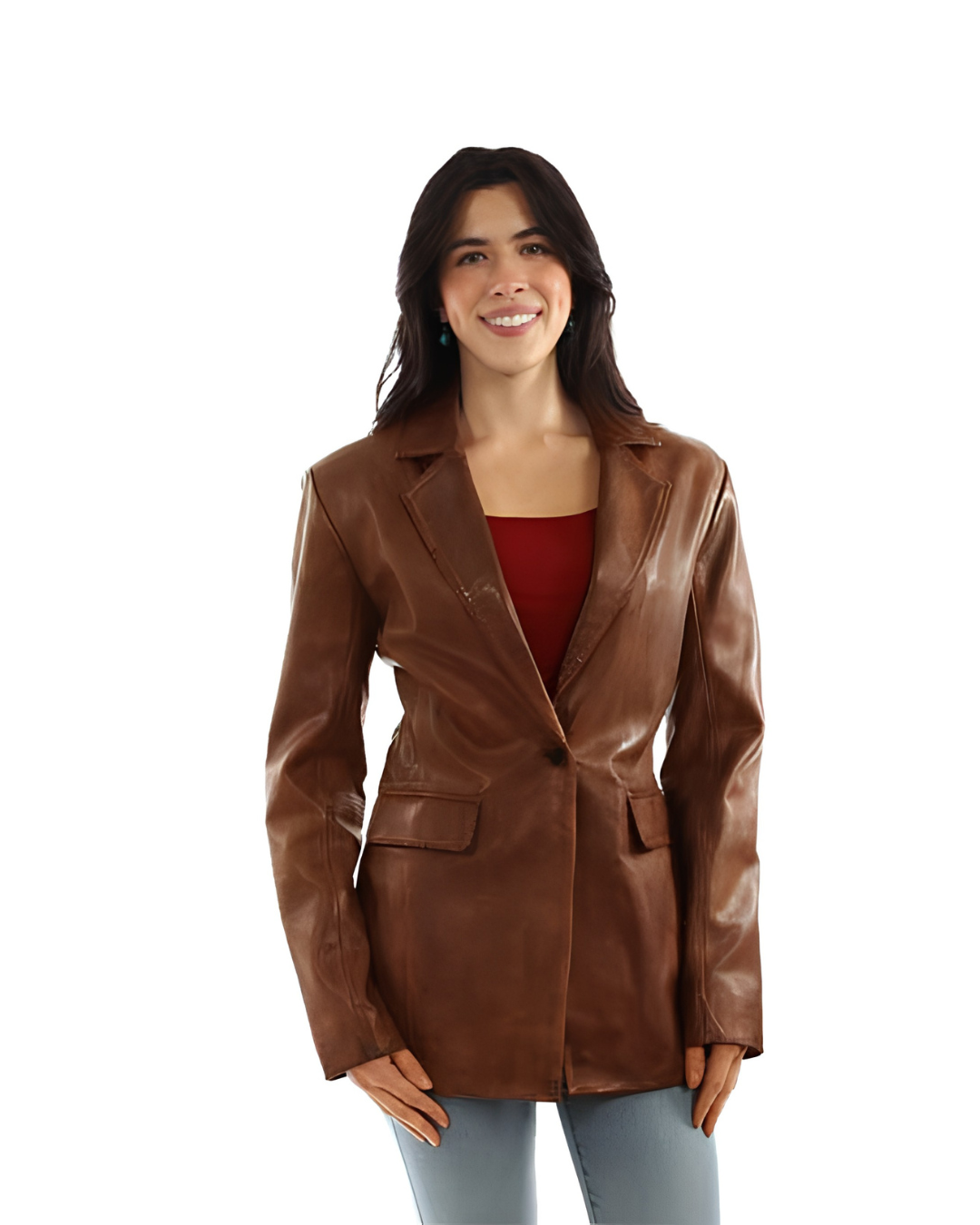 Blazer Cuir Femme Marron