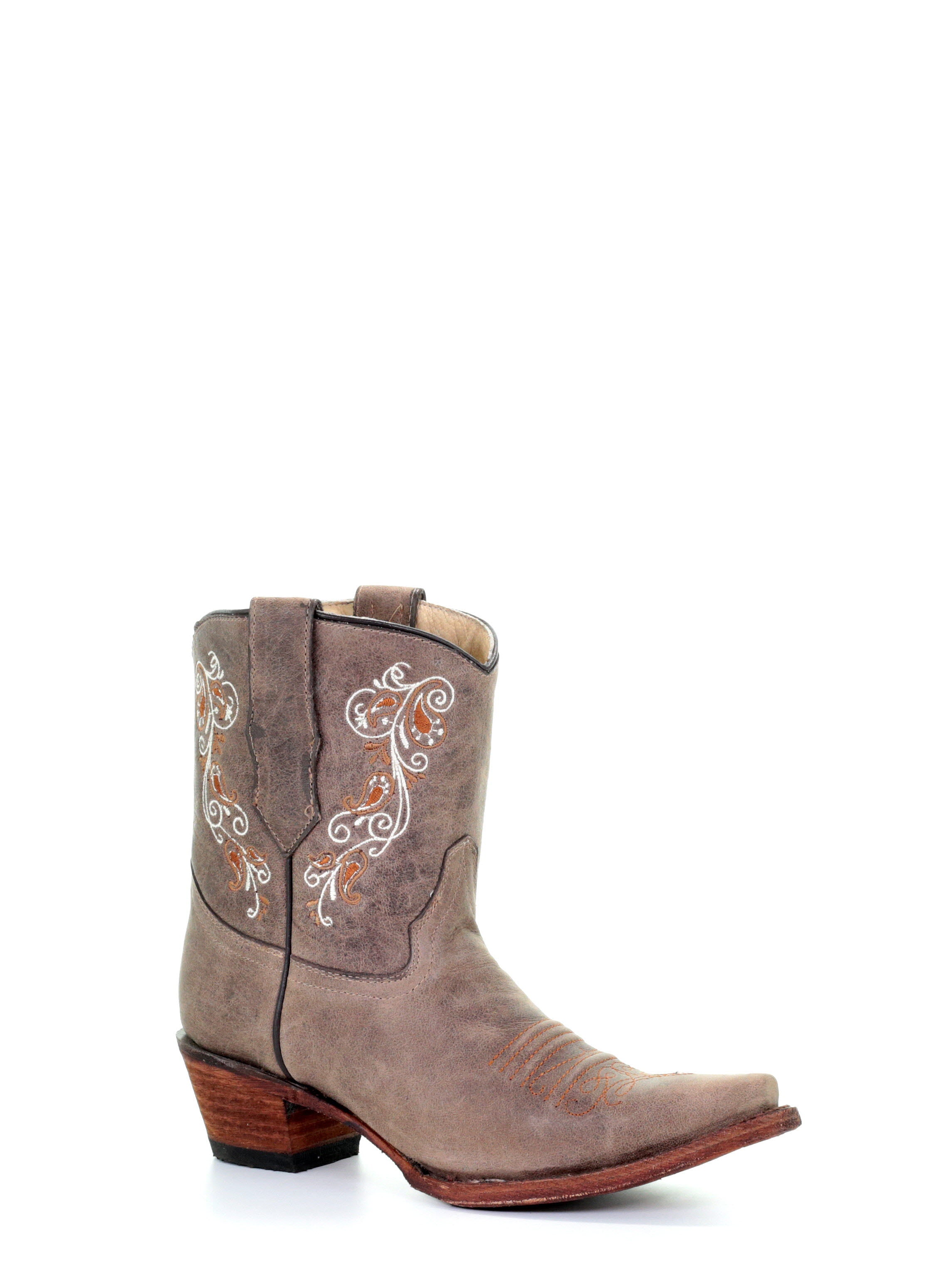 Bottines western brunes brodées bout pointu