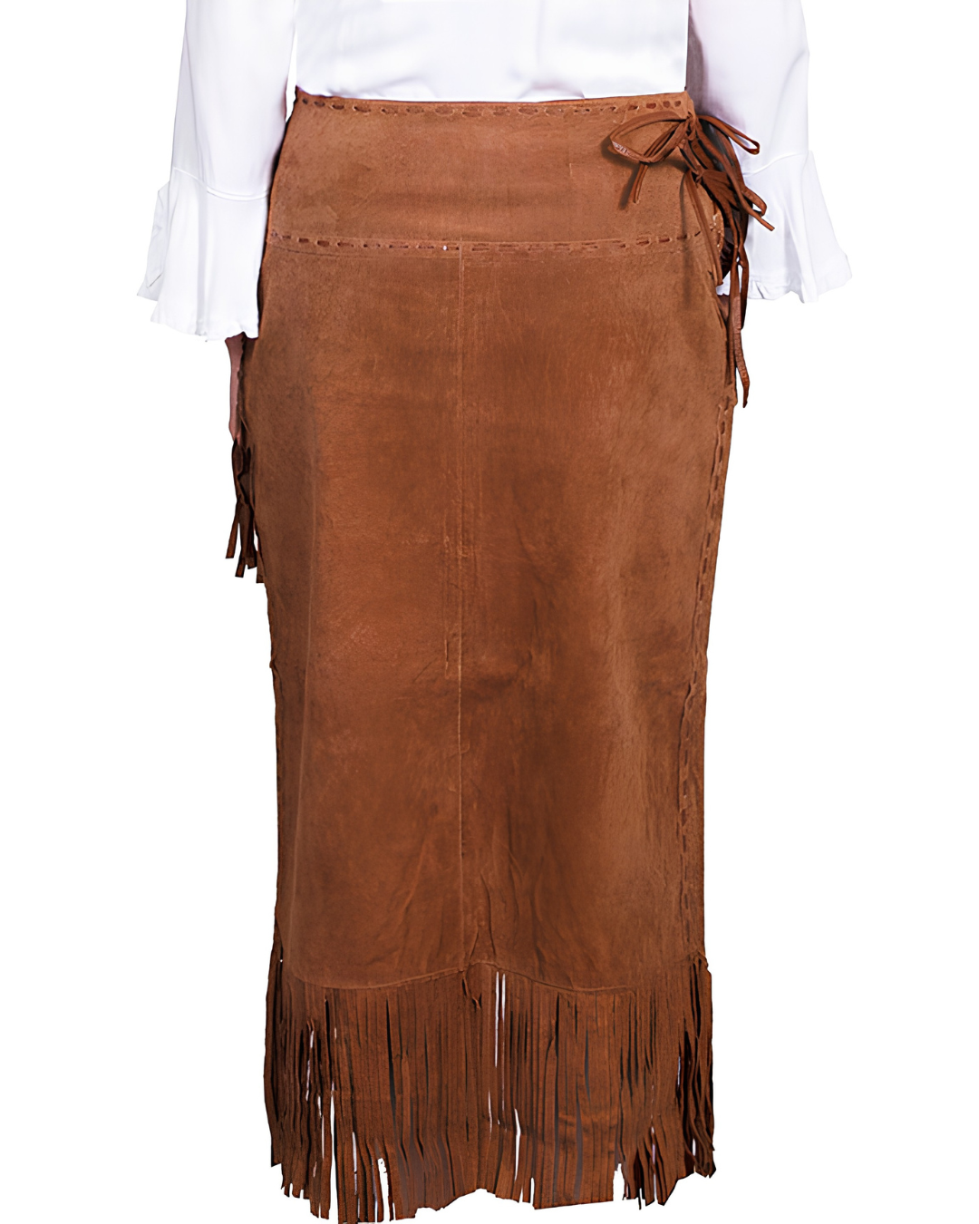 Jupe Longue Franges Asymétrique Femme Marron