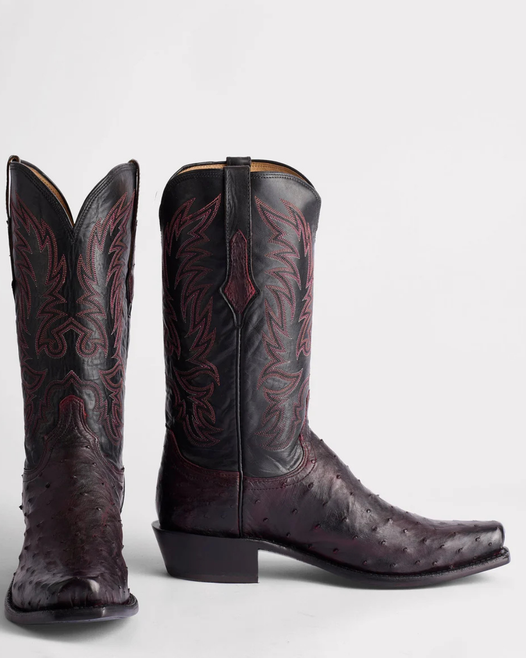 Santiags Cuir Autruche Black Cherry Elgin
