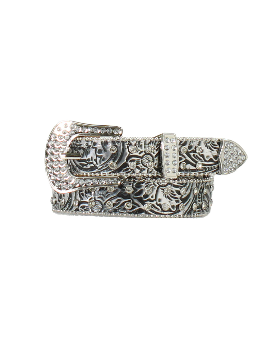 Ceinture western floral strass argenté