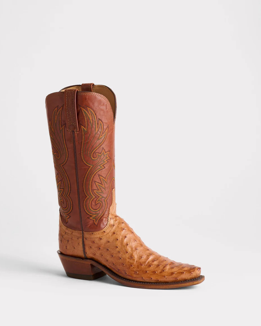 Santiags Cuir Autruche Brun Clair Dolly