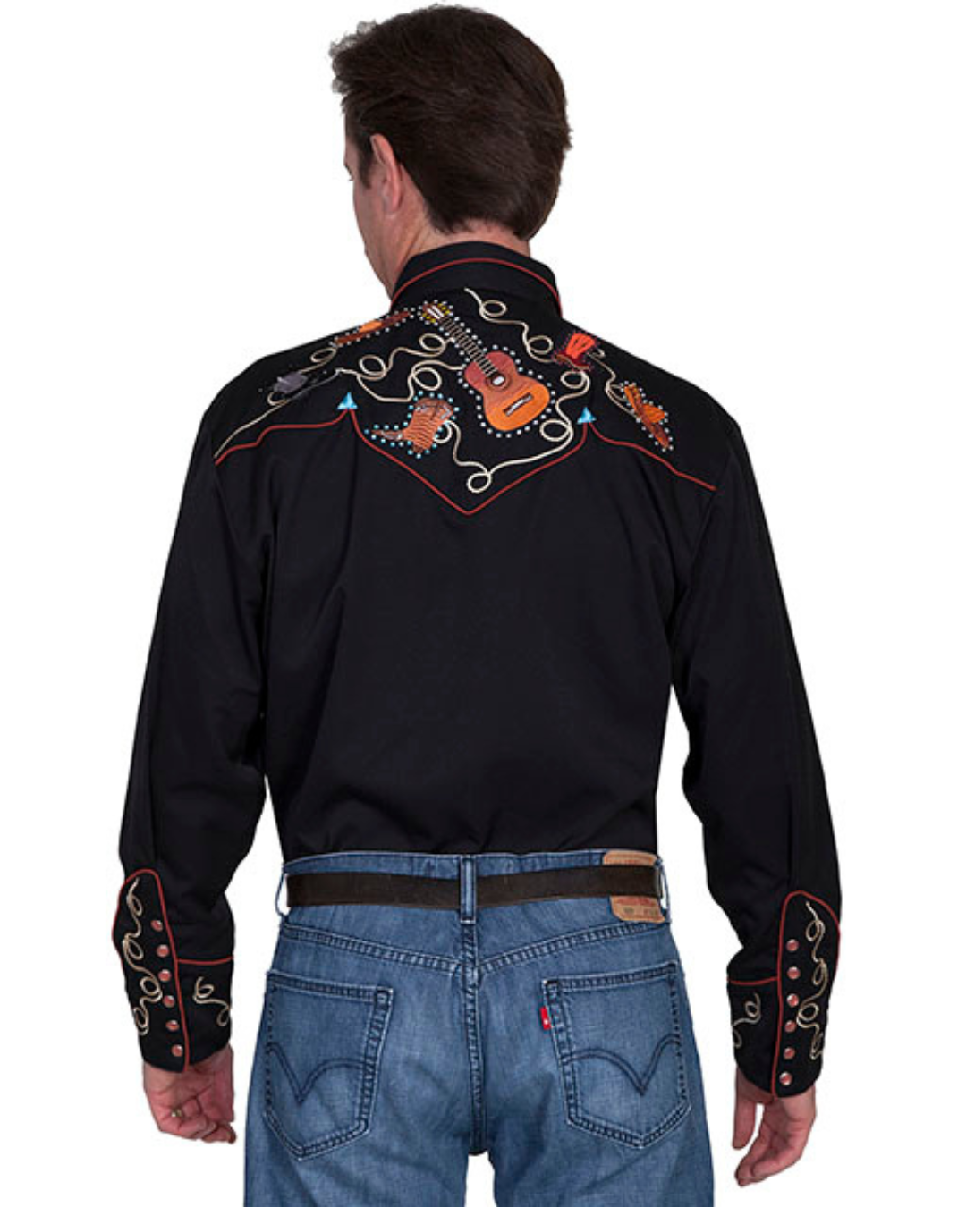 Chemise Western Brodée Guitares Bottes