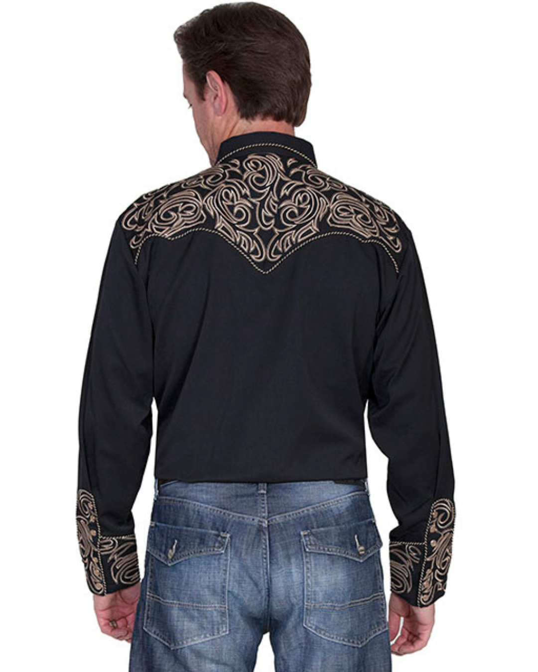 Chemise Western Brodée Scroll Noir