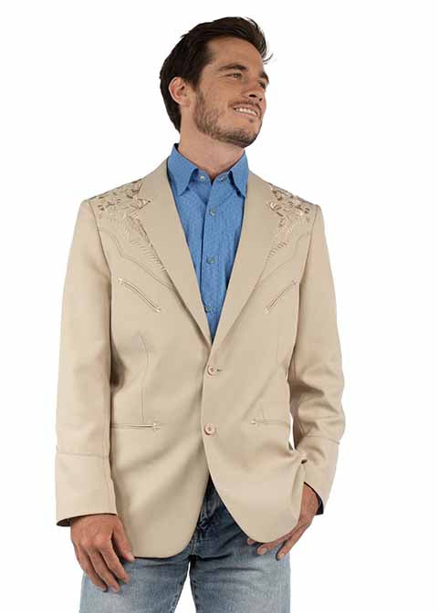 Blazer brodé floral beige