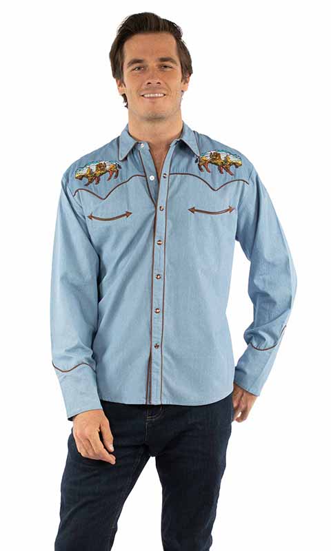 Chemise western brodée désert