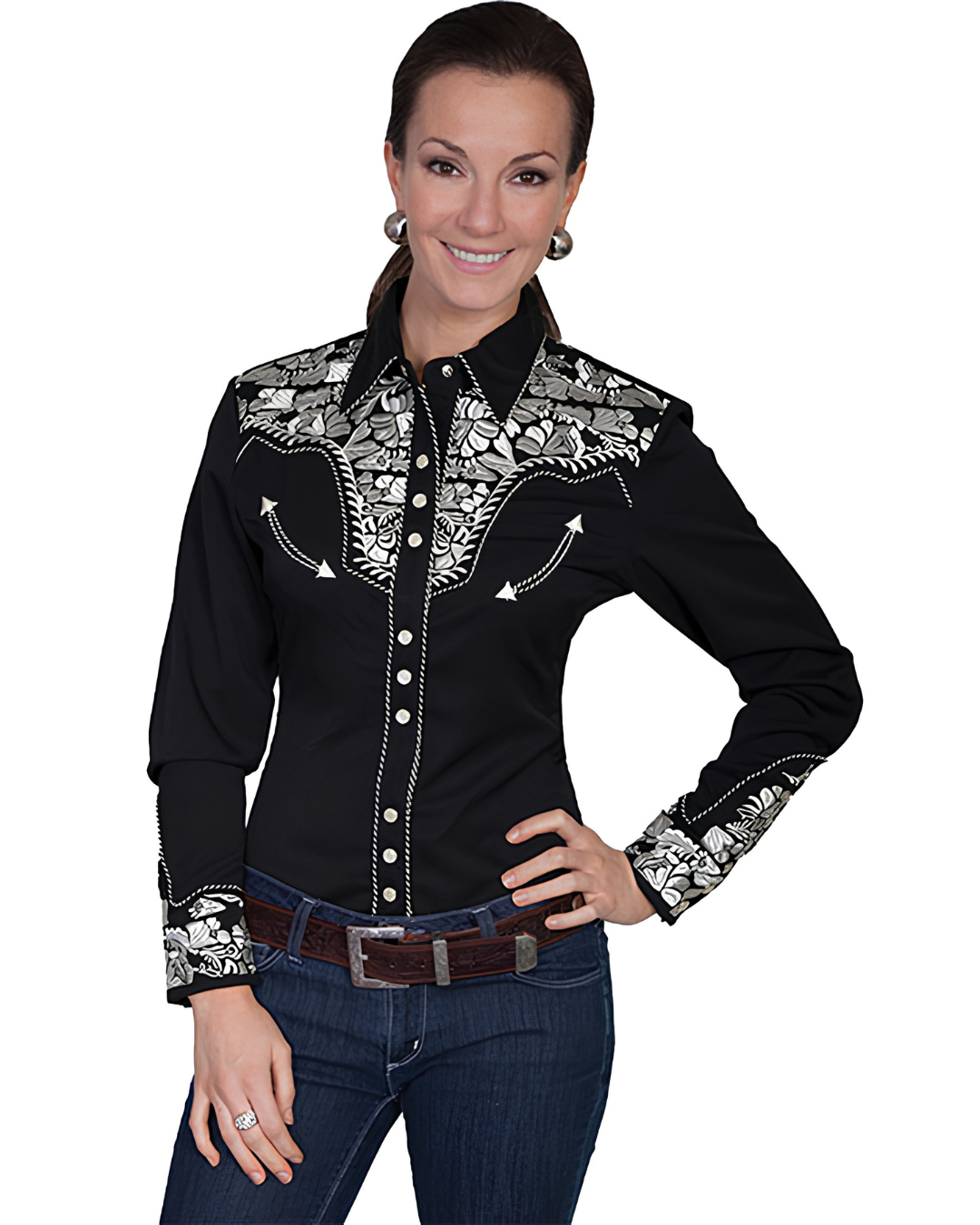 Women's Floral Embroidered Western Shirt