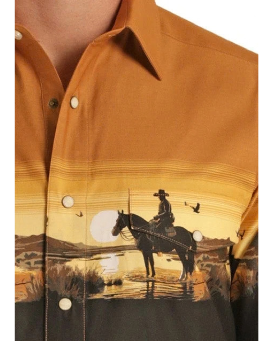 Chemise Western Homme Imprimé Coucher Du Soleil