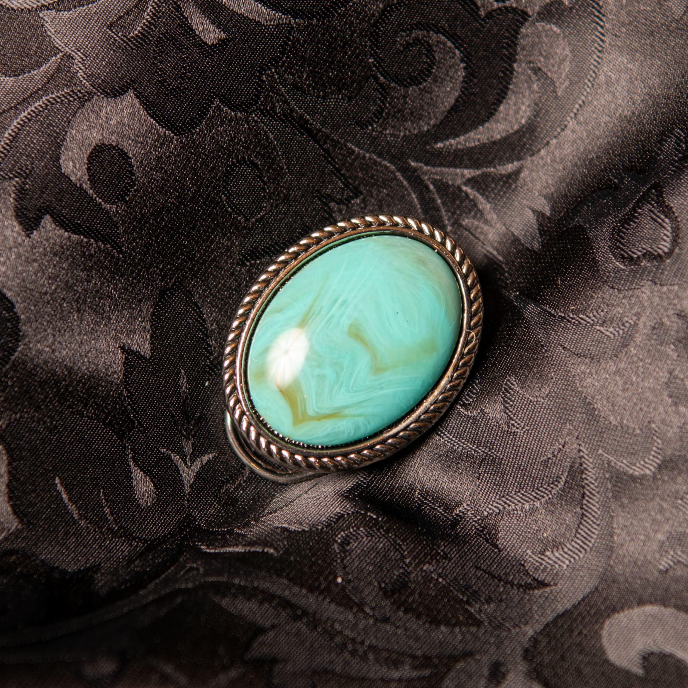 Turquoise oval scarf ring