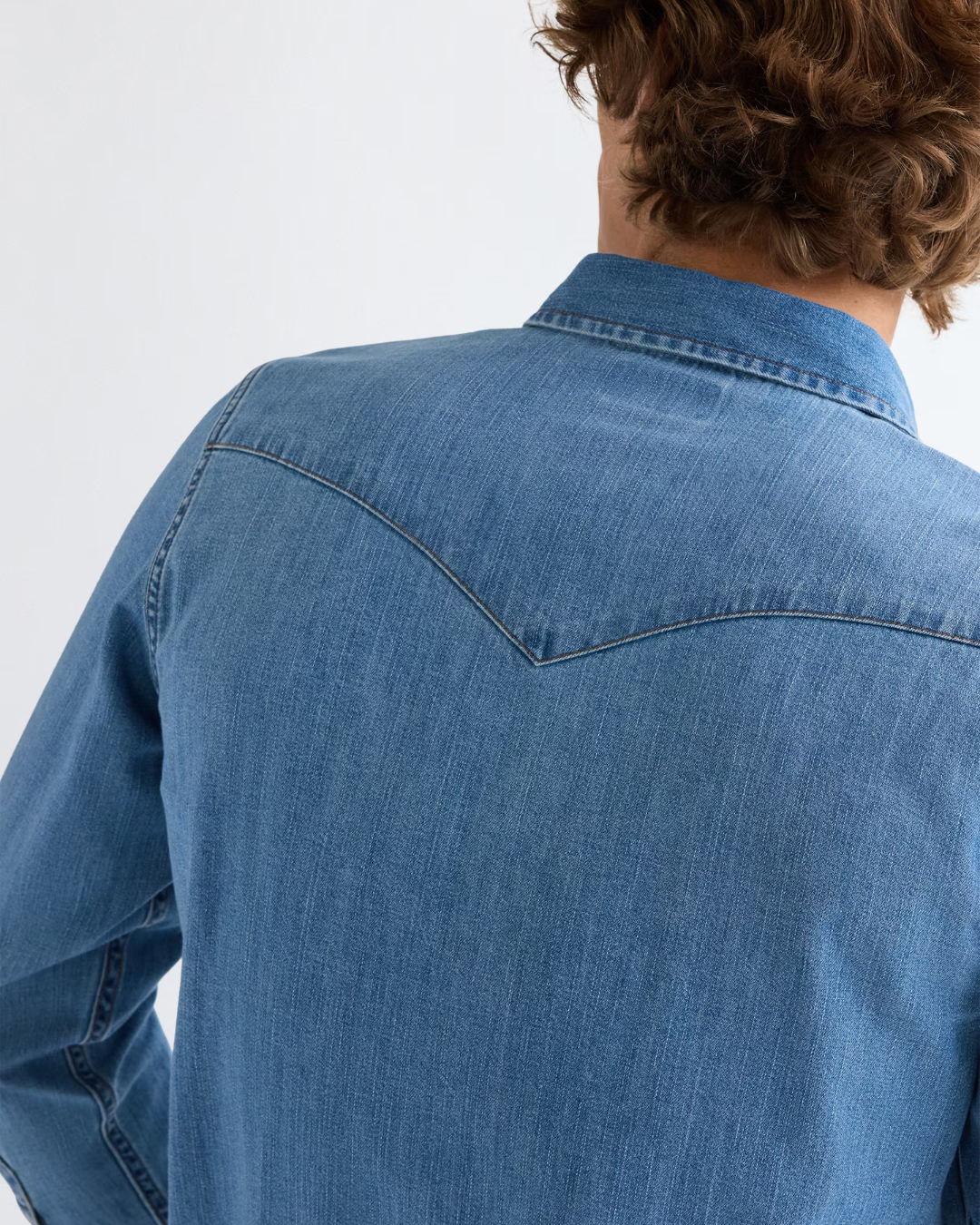 Chemise western en jean mid light wash