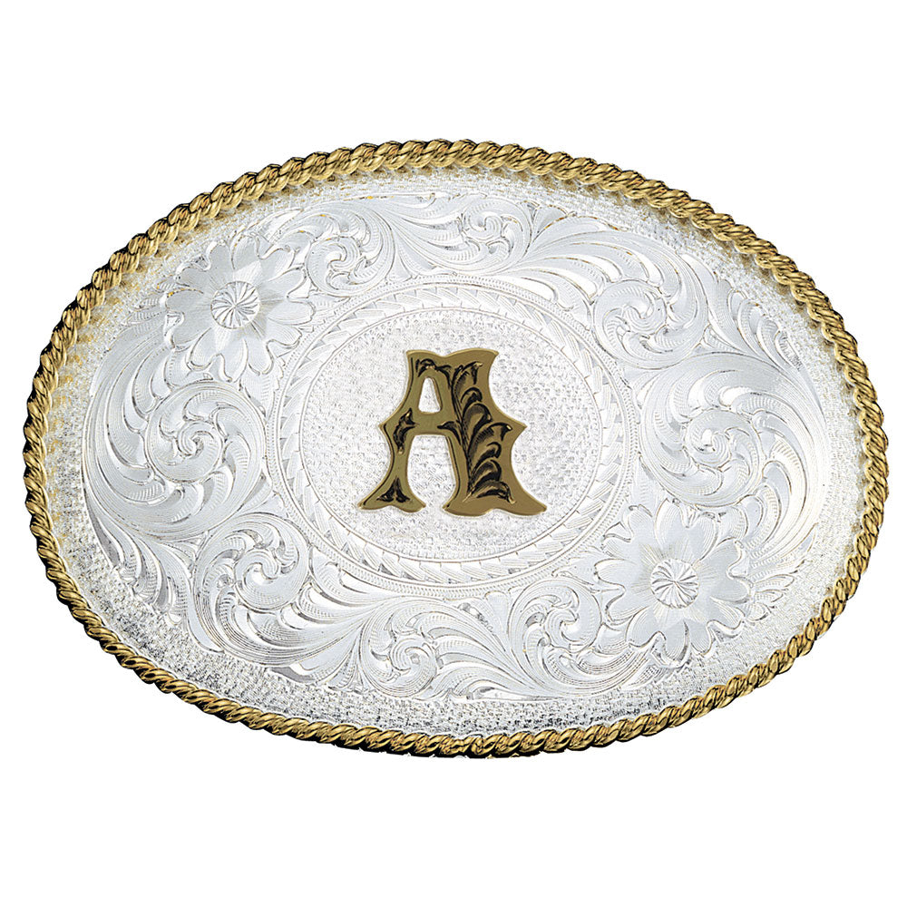 Western belt buckle with initial letter