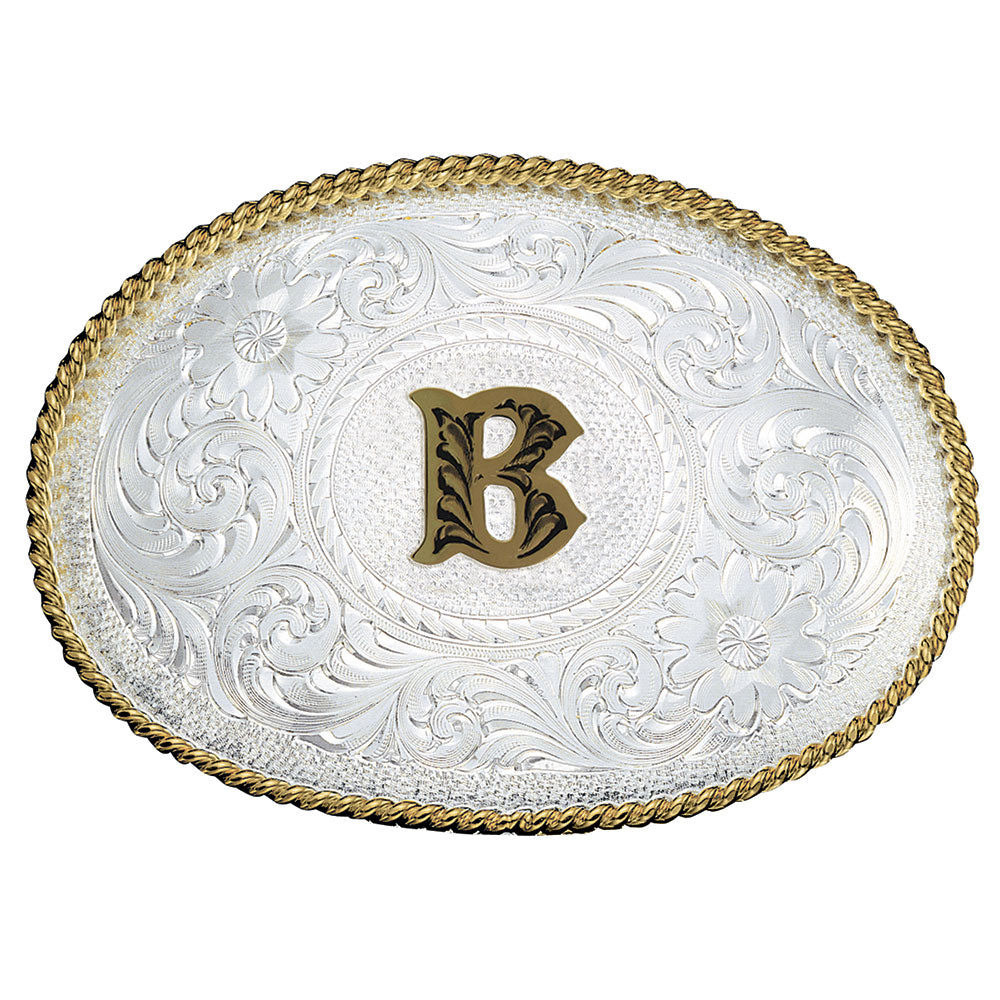 Western belt buckle with initial letter