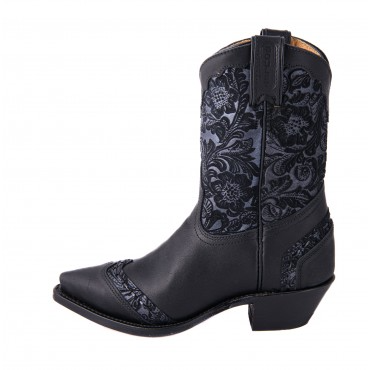 Bottines western mi-hautes noires bout pointu - Femme