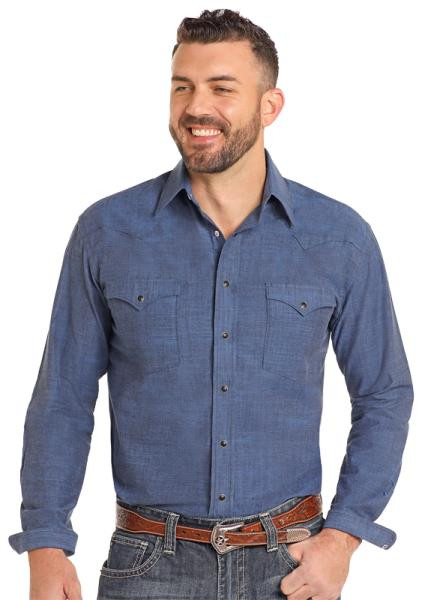 Chemise western unie - Bleu foncé