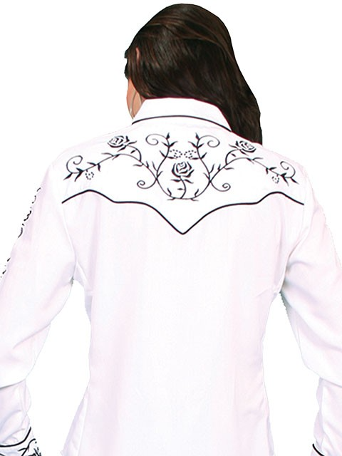 Chemise western brodée roses noires - Femme
