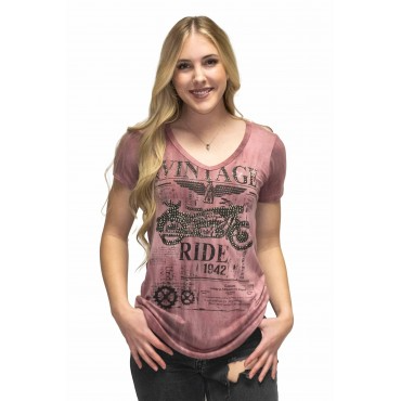T-shirt Vintage Motorcycle - Femme