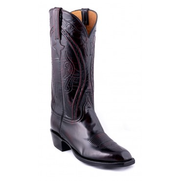 Santiags cuir chevreau bout carré - Black Cherry