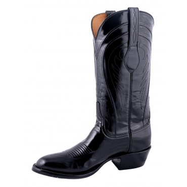 Santiags cuir chevreau bout arrondi - Noir