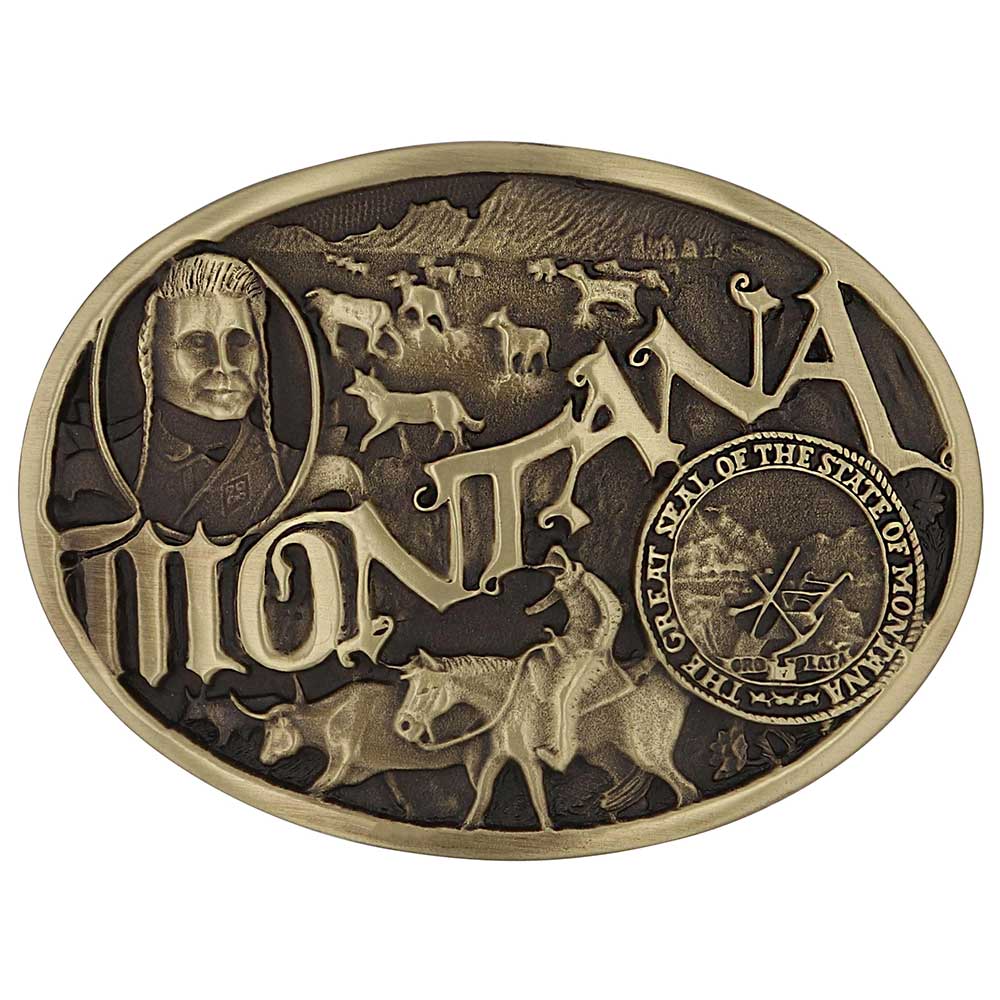 Oval Western Belt Buckle with Texas Star