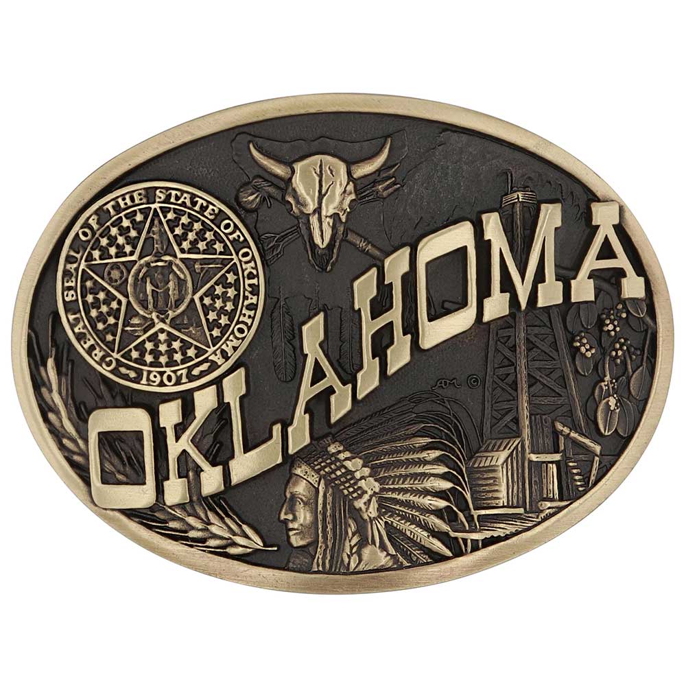 Oval Western Belt Buckle with Texas Star