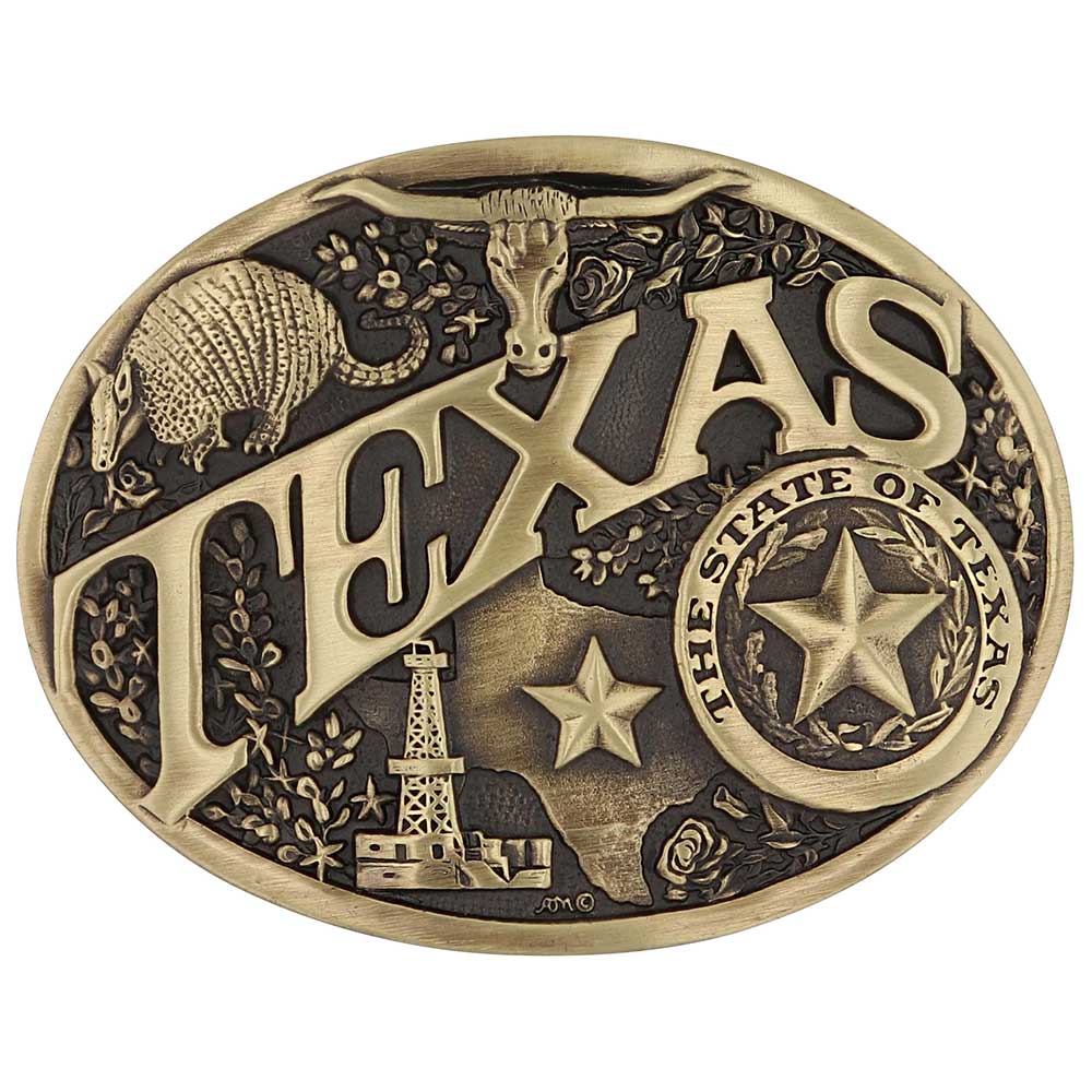 Oval Western Belt Buckle with Texas Star